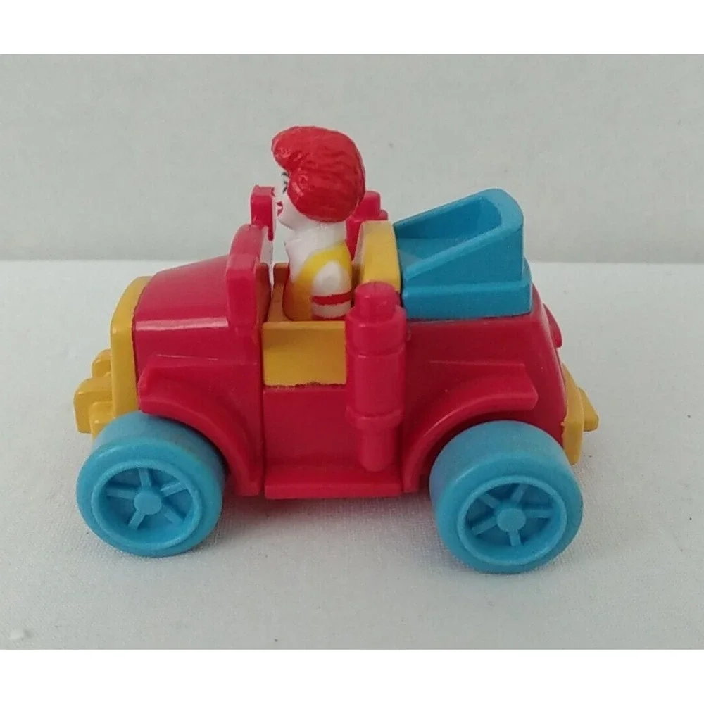 Lot of 3 McDonalds VTG Ronald McDonald toys, 1 New in pkg, 1990 Ronald in car